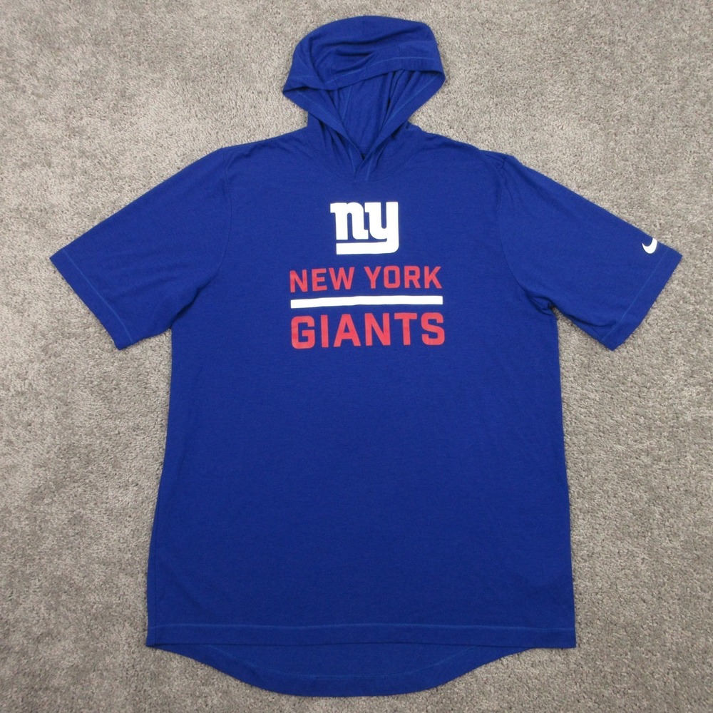New York Giants Shirt Mens Large Blue Hooded Nike Performance Warmup Football
